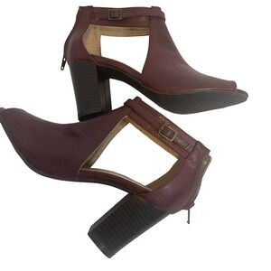 Andiamo Women's Phoenix Brown Shaded Textured Leather Stacked Heel Shoes Size 6M